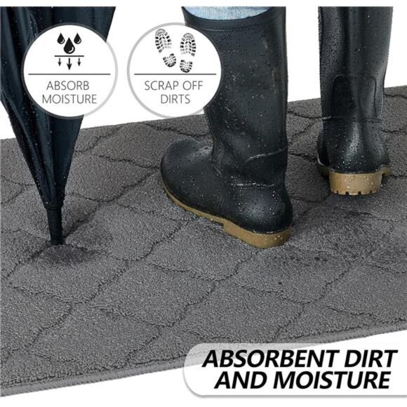 Indoor Doormat, Front Door Mat 20"x32"Absorbent Rubber Backing Non Slip Door Mat - Picture 3 of 7